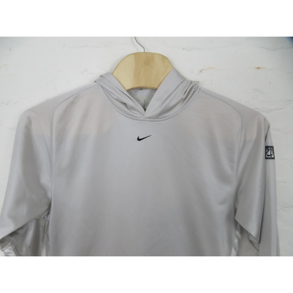 Vintage Nike Hoodie Mens Large Shiny Dazzle Gray Center Check Pullover y2k - Picture 2 of 10